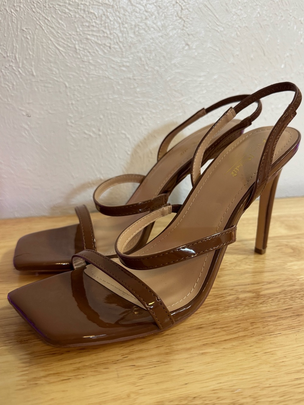 Anne Michelle Square Toe Chocolate Brown Kitten Heels